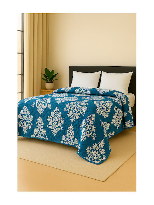Κουβερλί Υπέρδιπλο Royal Blue Damask 220x240cm