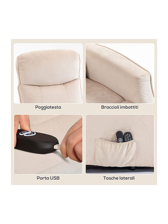 Πολυθρόνα Relax Massage με Υποπόδιο Μπεζ 74x80x140cm