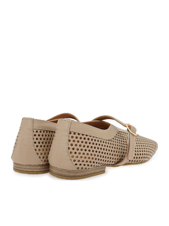 Leather Women's Ballerina Shoes In Pink Color