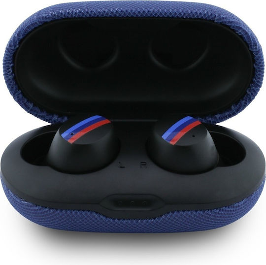 BMW Metal Logo In-ear Bluetooth Handsfree Headphones with Sweat Resistance and Charging Case Blue