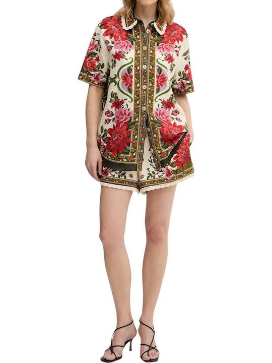 Women's Linen Floral Long Sleeve Shirt Wonder Rio Sand