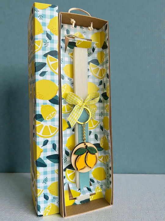 Easter Candle Round Scented Handmade and with Box Yellow