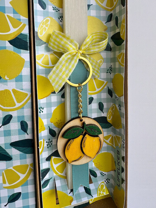 Easter Candle Round Scented Handmade and with Box Yellow