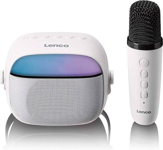 Lenco Ηχείο Karaoke με Ασύρματο Μικρόφωνο και Εφέ Φωτισμού BTC-020 BTC-020WH Λευκό