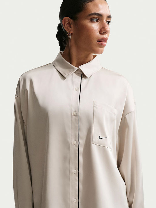 Nsw Offln Long Sleeve Women's Satin Shirt Ecru
