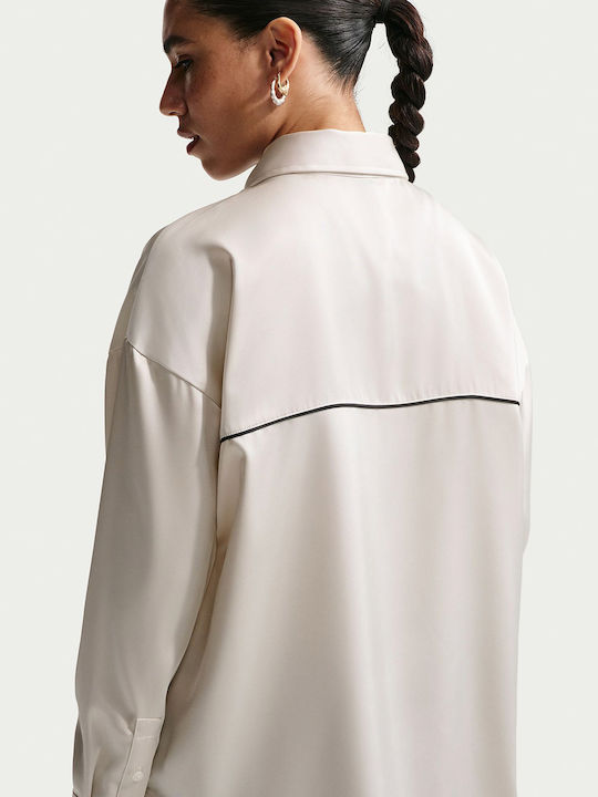 Nsw Offln Long Sleeve Women's Satin Shirt Ecru