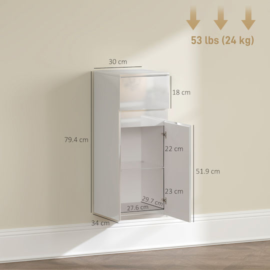 HomCom Ντουλάπι Μπάνιου 30x34x79.4cm Λευκό