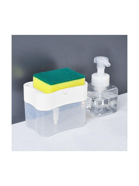 Alista Home Dispenser Dozator De Bucătărie Din Plastic Cu Suport Pentru Burete Alb 380ml