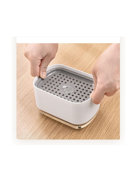 Alista Home Kitchen Plastic Dispenser with Sponge Holder White 300ml
