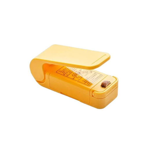 Mini Mașină de Sigilare a Pungilor cu Baterie Alista Home Sigilare Termică Spate Magnetică Portabilă 9.7x3 Cm Galbenă