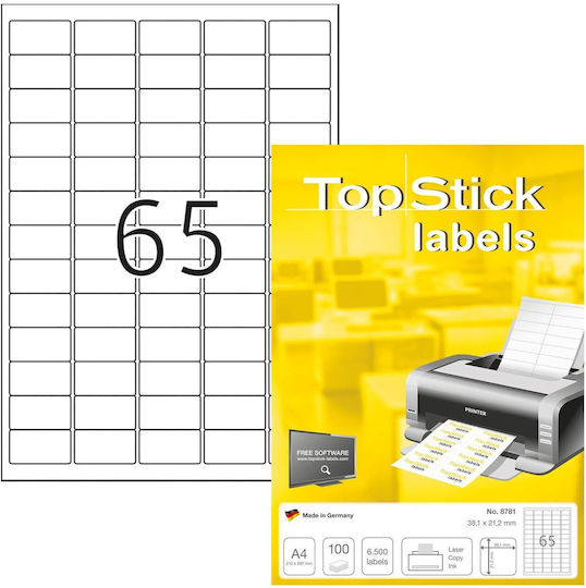 Topstick 6500 Etichete autoadezive A4 Dreptunghiulare 38.1x21.2mm