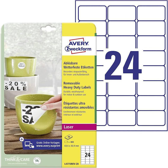 Avery Selbstklebende A4-Etiketten 63.5x33.9mm