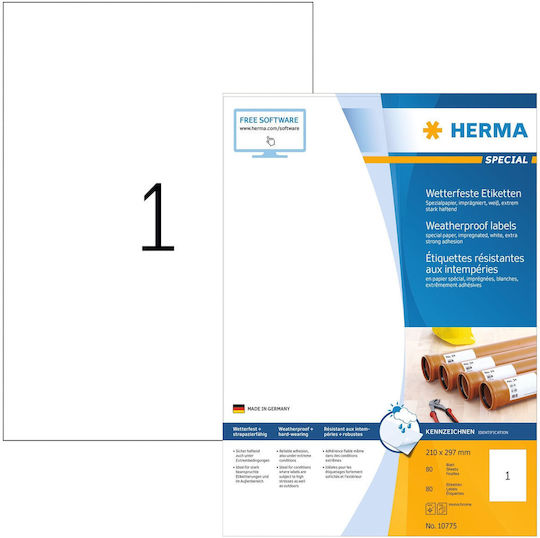 Herma Αυτοκόλλητες Ετικέτες Α4 Ορθογώνιες 210x297mm