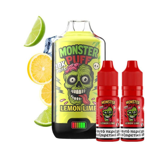 Puff Ηλεκτρονικό Τσιγάρο μιας Χρήσης Monster 2ml 20mg Κίτρινο