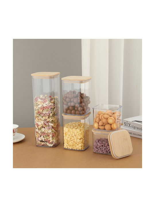 Alista Home Set of 5 Cereals Jars with Plastic Lid Transparent 500ml 5 Pieces