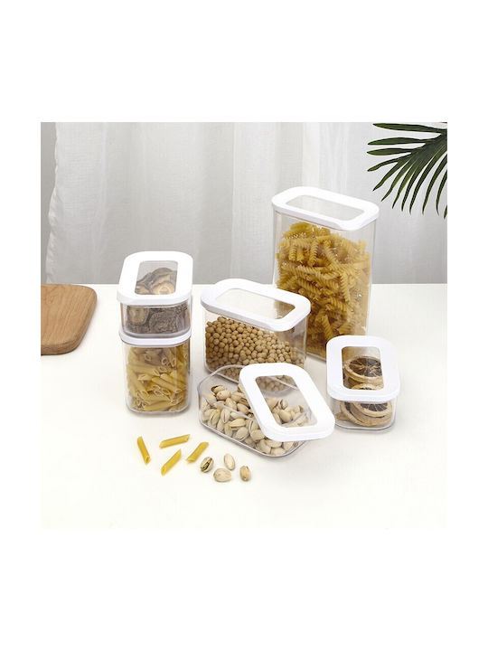 Alista Home Set 5 Bucăți Vaze Cereale Cu Capac Plastic Alb 450ml 5 Bucăți