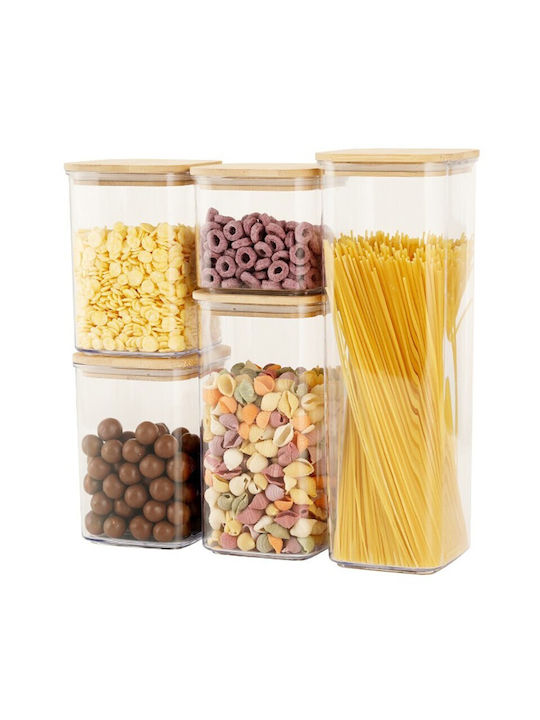 Alista Home Set of 5 Cereals Jars with Plastic Lid Transparent 500ml 5 Pieces