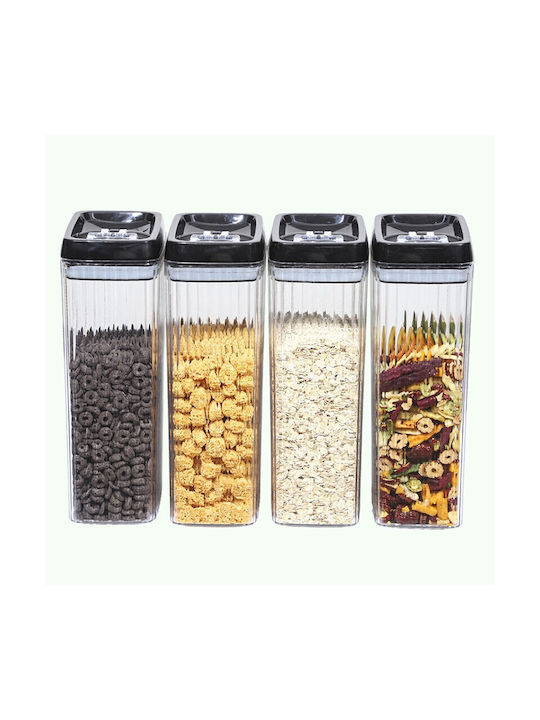 Alista Home Set 4 Stück Getreidegläser mit Kunststoffdeckel Transparent 3300ml