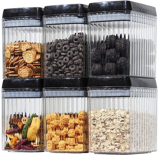 Alista Home Set of 6 Cereals Jars with Plastic Transparent Lid 1500ml 6 Pieces
