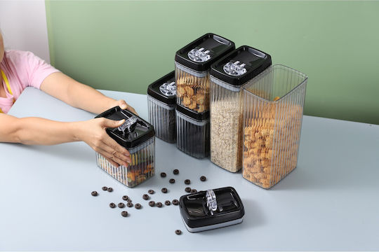 Alista Home Set of 6 Cereals Jars with Plastic Transparent Lid 1500ml 6 Pieces