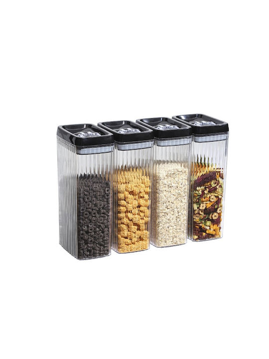 Alista Home Set 4 Stück Getreidegläser mit Kunststoffdeckel Transparent 3300ml