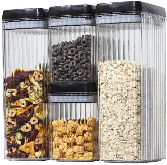 Alista Home Set 4 Pieces Cereals Jars with Plastic Transparent Lid 1500ml