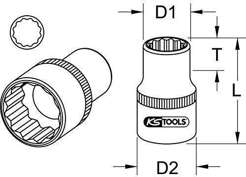 Ks Tools Căpăcel cu Patrat de Prindere 1/2" Diametru 26mm 1buc