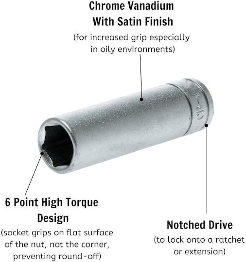 Teng Tools Pneumatic Long Socket with Frame Host 1/4" Diameter 1/4" / 11