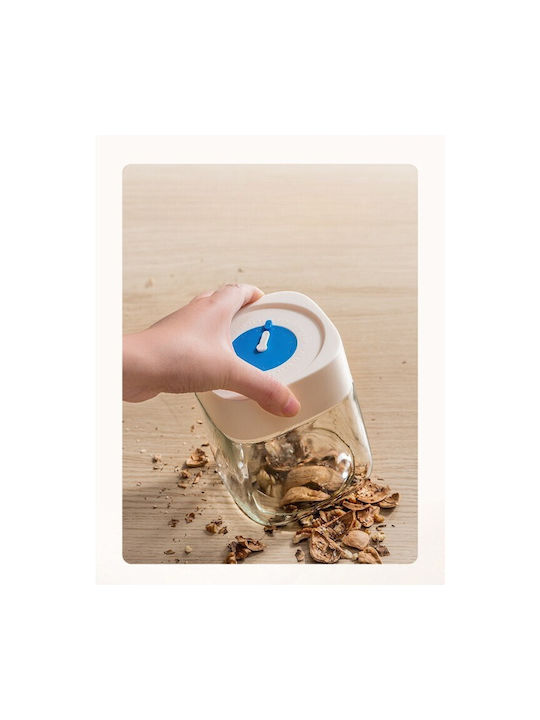 Alista Home Vază Pentru Cereale / Paste / Cafea Cu Capac Ermetic Din Sticlă Albă 750ml