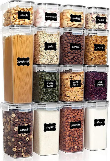 Alista Home Set 15 Stück Lebensmittelgläser mit Kunststoffdeckel Transparent 2500ml