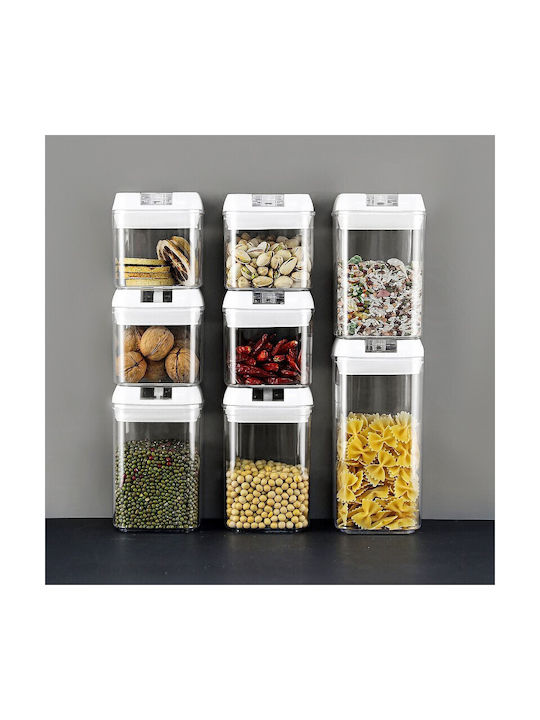 Alista Home Set 7 Bucăți Vaze Cereale / Pentru Paste Cu Capac Plastic Alb 500ml 7 Bucăți