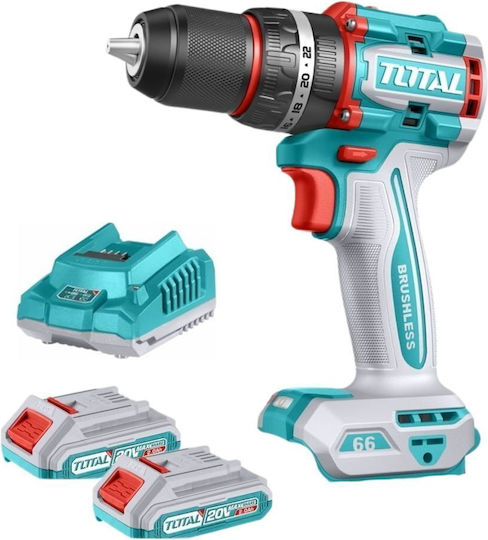Total Percussive Drill Driver Battery Brushless 20V 2x2Ah
