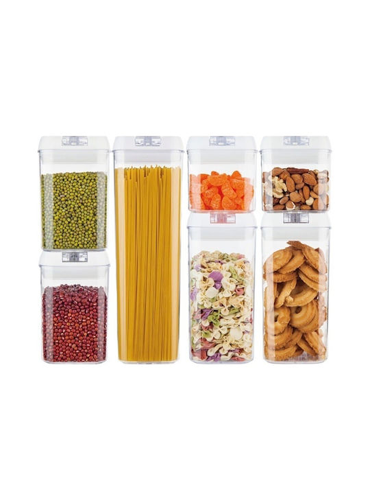 Alista Home Set 7 Bucăți Vaze Cereale / Pentru Paste Cu Capac Plastic Alb 500ml 7 Bucăți