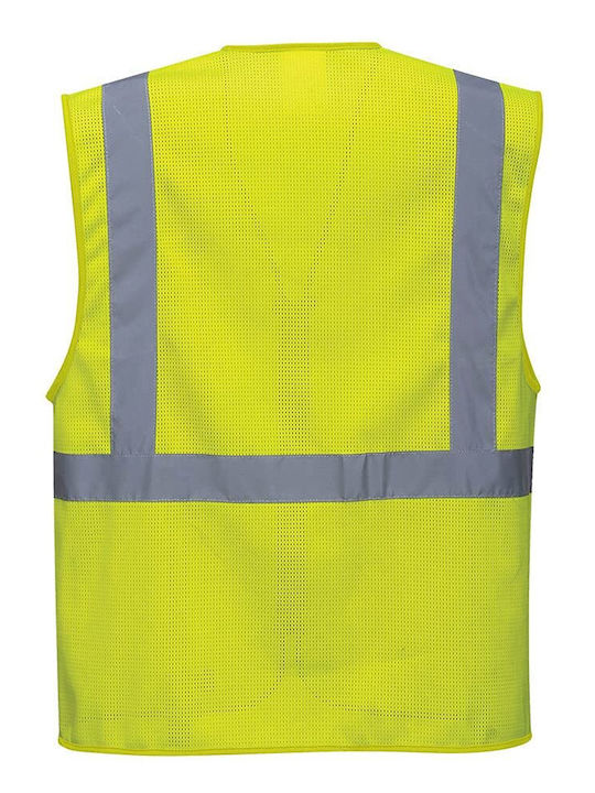 Portwest Men's Work Vest with Reflective Tapes Yellow High Visibility