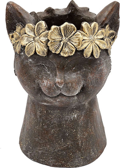 Artekko Animal Vază Pentru Plante Maro Cap De Pisică Magneziu 21.5x19.5x31.5 Cm