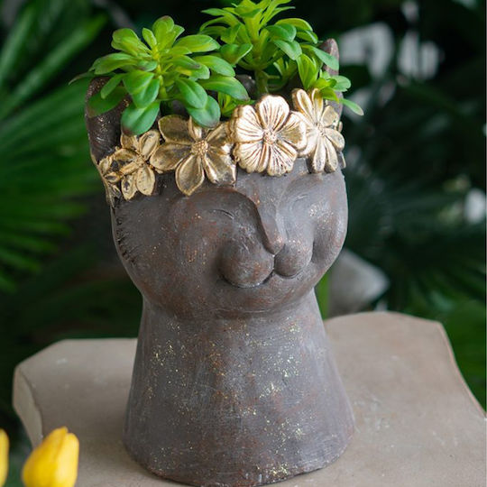 Artekko Animal Vază Pentru Plante Maro Cap De Pisică Magneziu 21.5x19.5x31.5 Cm