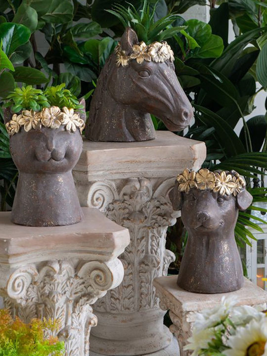 Artekko Animal Καφέ Κασπό Κεφάλι Σκύλου Μαγνήσιο 23.5x23.5x33 Cm