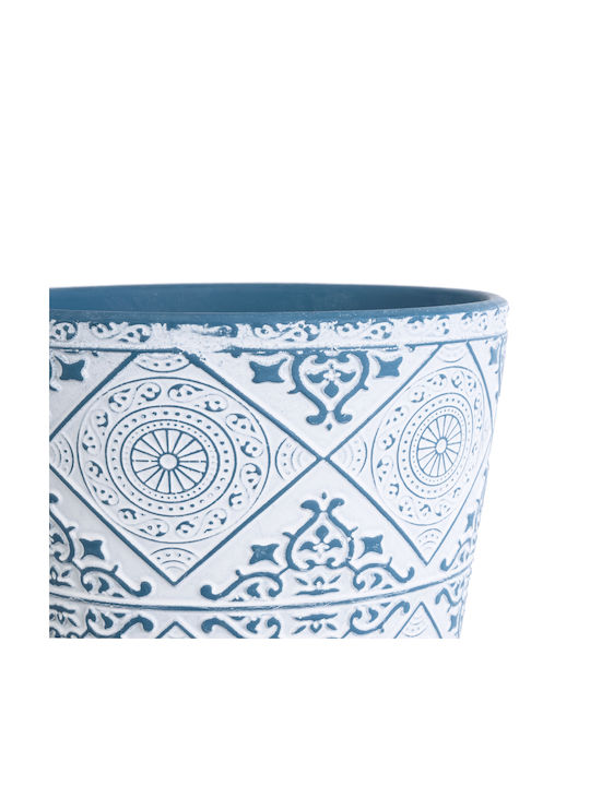 GloboStar Ceramic Flower Pot White Blue 13x14x13cm