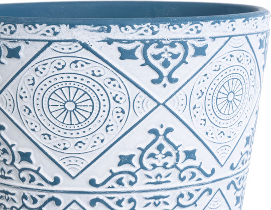 GloboStar Ceramic Flower Pot White Blue 13x14x13cm