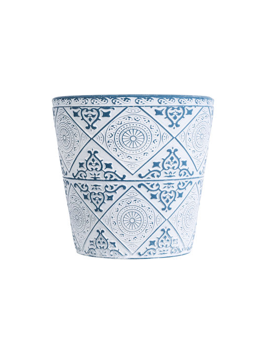 GloboStar Ceramic Flower Pot White Blue 13x14x13cm