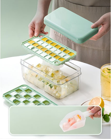Alista Home Formă Pentru Cuburi de Gheață Cub Plastică cu Capac Verde 126712