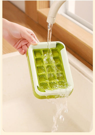 Alista Home Formă Pentru Cuburi de Gheață Cub Plastică cu Capac Verde 136502