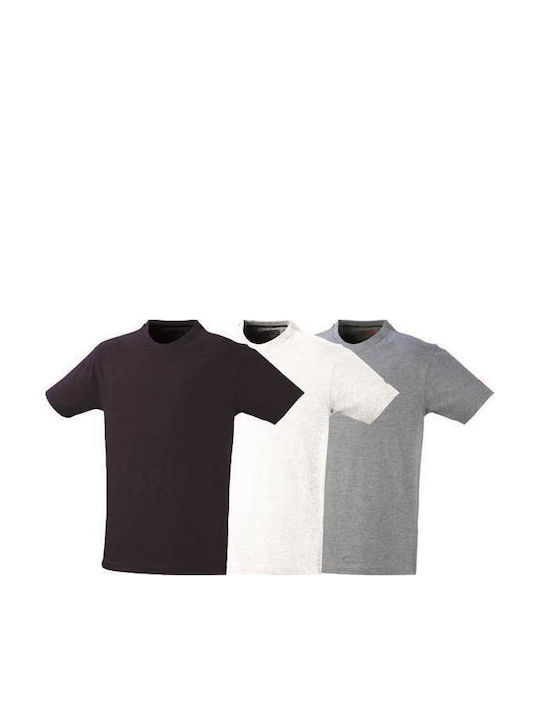 Set of 3 Cotton T-Shirts Kapriol Grey-White-Black