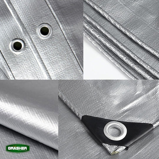 Grasher Waterproof Tarpaulin 120gr/m² 8x5m. Light Type Gray