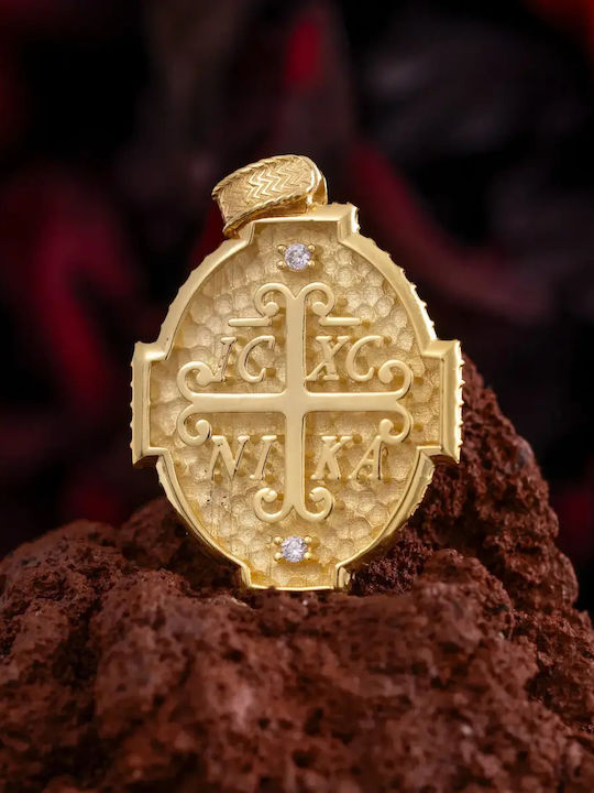 Charm Talisman Constantine with Stones from Gold 9K with Zircon
