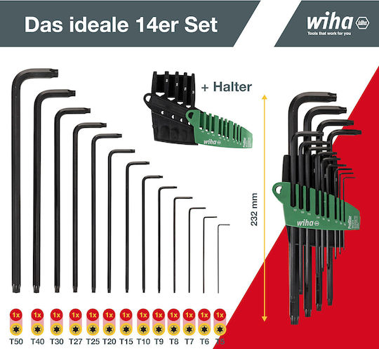 Wiha Σετ 13 Κλειδιά Torx σε Σχήμα L