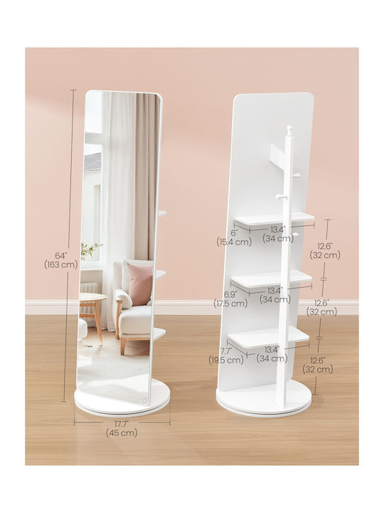 Songmics Καθρέπτης με Λευκό Μεταλλικό Πλαίσιο 163x45cm
