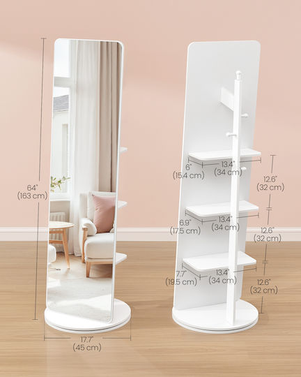 Songmics Καθρέπτης με Λευκό Μεταλλικό Πλαίσιο 163x45cm