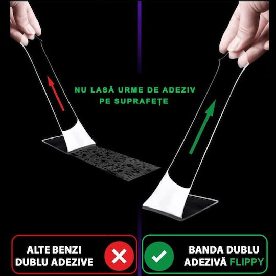 Bandă Dublă Adezivă Alista Home Transparentă Impermeabilă Reutilizabilă Tehnologie Nano 50mm X 1mm X 1m Fără Reziduuri