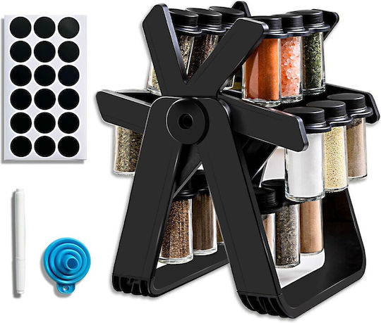 Alista Home Пластмасова Кутия за Подправки на Въртяща се Основа Черна